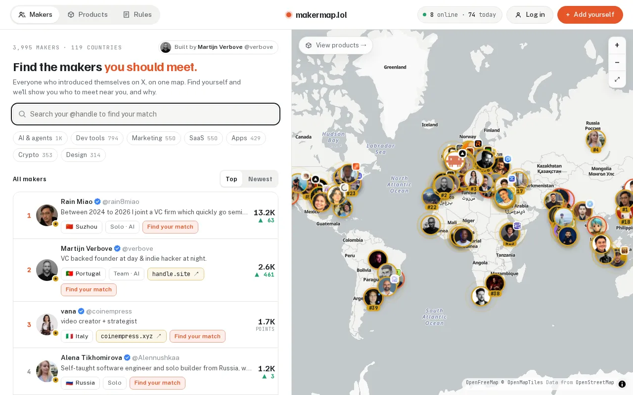 First viewport of Maker Map as captured