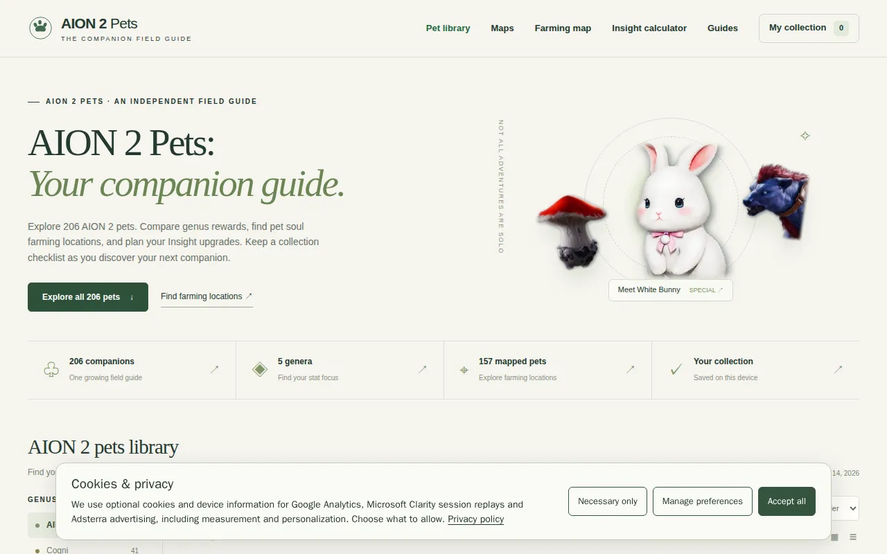 First viewport of aion2pets.app as captured