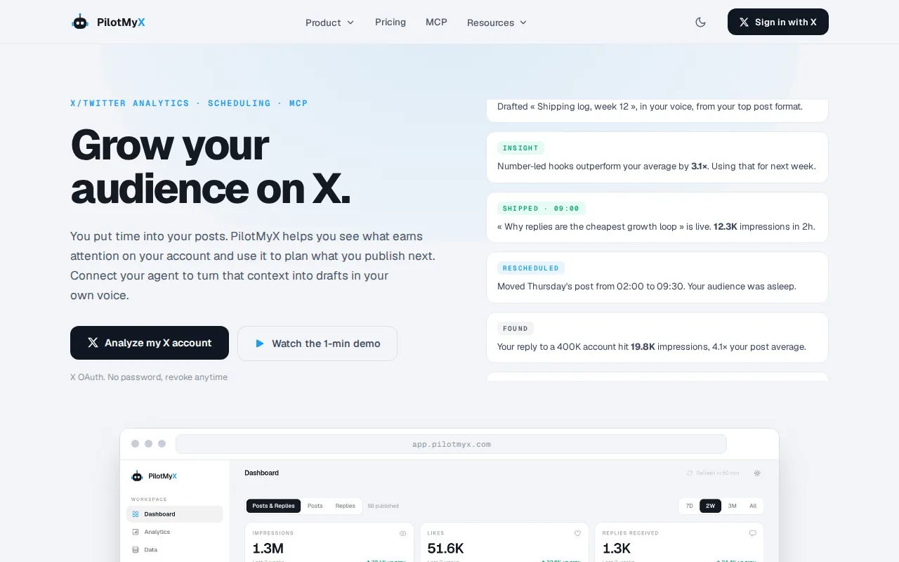 First viewport of Grow Your Audience on X as captured
