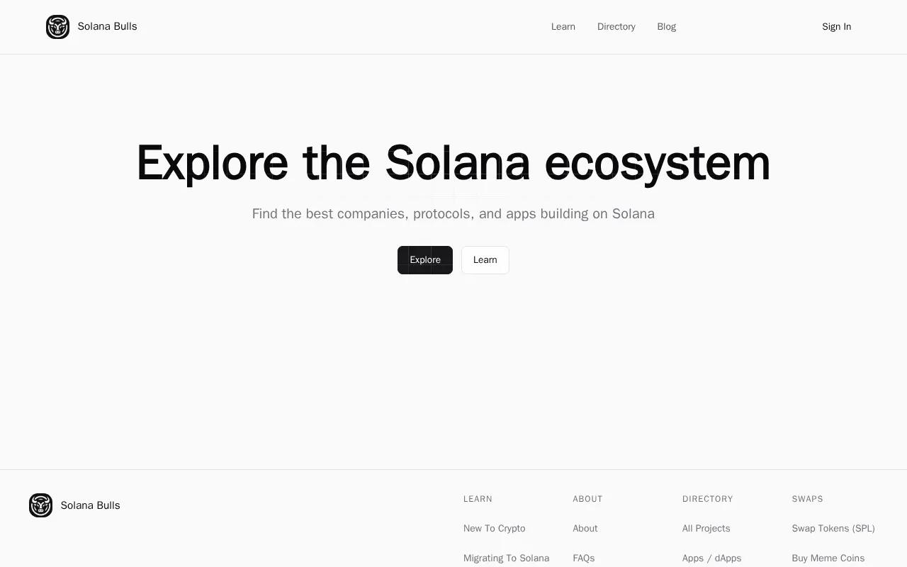First viewport of Explore the Solana ecosystem as captured