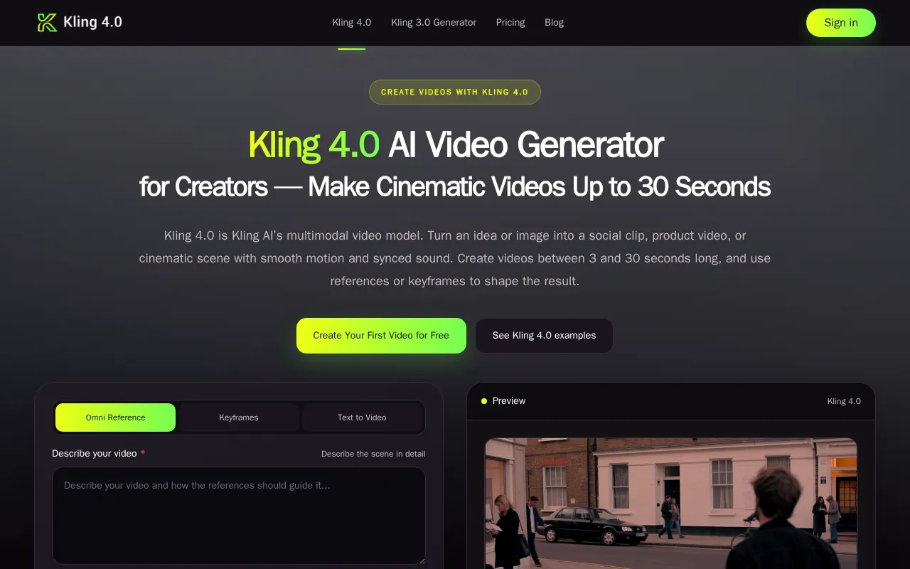 First viewport of Kling 4.0 as captured