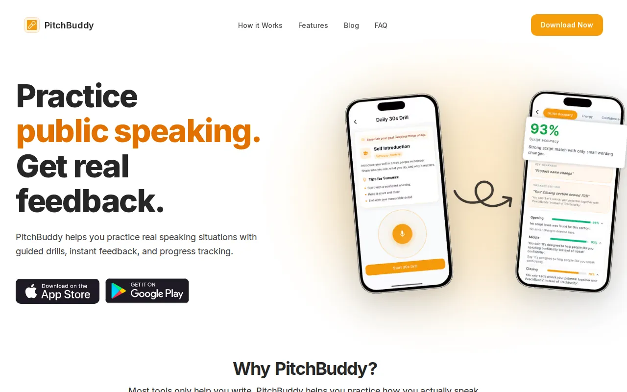 First viewport of PitchBuddy as captured