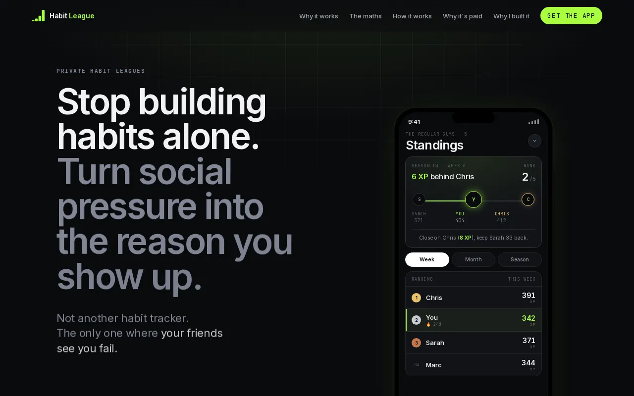 First viewport of habitleague.io as captured